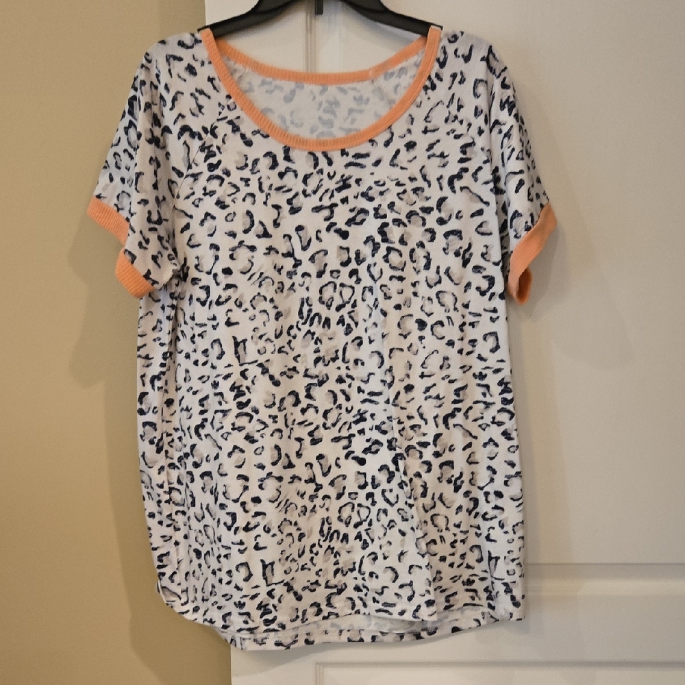Leopard Print Women's Top with Orange Accents